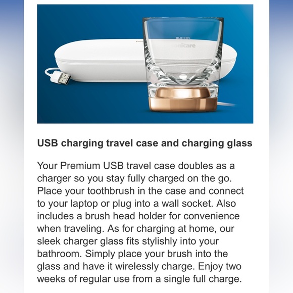 Philips Sonicare DiamondClean  White/Rose gold Rechargeable Toothbrush  (A6) - Picture 8 of 14